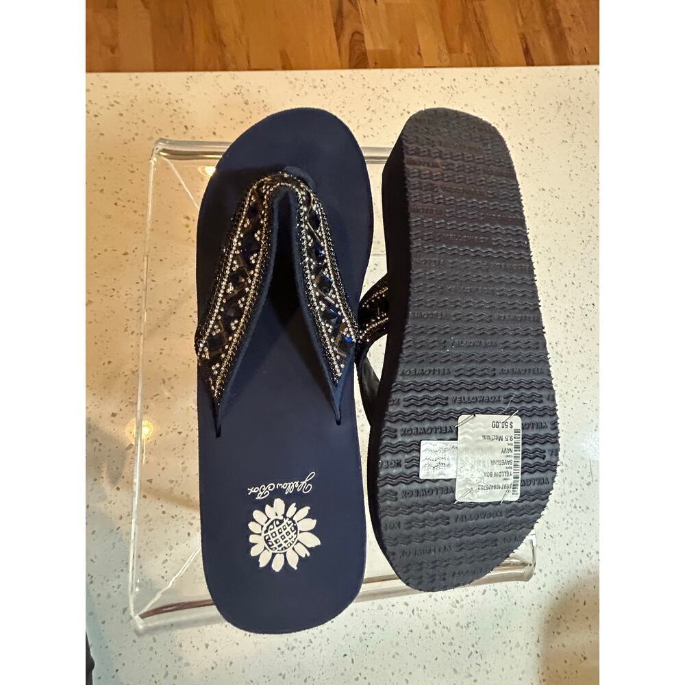 Yellow Box Blue Jeweled Leather Sandals - Women's 9.5 NWT - Picture 5 of 6